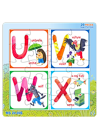 07 bộ tranh xếp hình 20 mảnh size 17x17cm – đồ chơi trí tuệ cho bé từ 2 tuổi – Combo The Alphabet