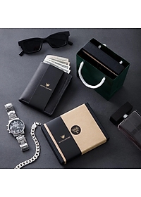 Bóp nam da bò - Ví da Nappa cao cấp tặng kèm hộp và túi sang trọng - Alpha 001