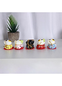 Bộ tượng ngũ mèo thần tài mini - Hàng chính hãng