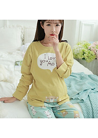 Bộ Đồ Bầu Và Sau Sinh Azuno AZ1014 Mặc Nhà Dài Tay Thu Đông Có thiết Kế Khe Mở Cho Con Bú Tiện Lợi