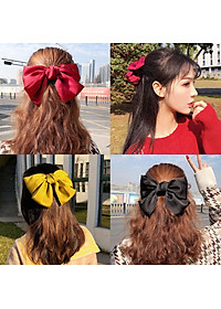 Kẹp tóc nơ lớn Hàn Quốc , cặp tóc nơ sau dễ thương KT13 chất liệu lụa mềm mại