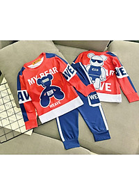 Đồ bộ bé trai, Bộ ngủ dài tay cho bé trai hình thể thao Siêu nhân từ 12-40kg chất thun lạnh mềm mịn mát