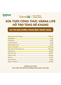 Thùng Thực phẩm bổ sung Värna Life sữa tươi công thức (Vàng) (12 hộp x 200ml)