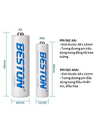 Pin sạc AA AAA BESTON dung lượng cao, sạc lại nhiều lần thay thế cho pin Con thỏ trong micro không dây, điều khiển