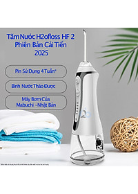 Tăm nước cầm tay H2ofloss HF-2 phiên bản nâng cấp được phân phối độc quyền với nút mở bình nước tiện lợi, tặng kèm 7 đầu tăm, củ sạc nguồn thấp