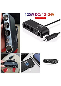 Bộ Chia Tẩu Ô Tô Mẫu Mới 12v-24v - 120W – 4 Cổng USjB Kép , Chống Cháy, Dùng Cho Mọi Dòng Xe Loại Xịn , đồng hồ treo tường