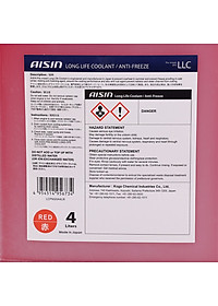 Nước Làm Mát Động Cơ Màu Đỏ AISIN Long Life Coolant 20% 4 Lít LCPM20A4LR - Nhập Khẩu Chính Hãng