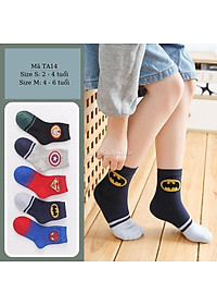 Tất trẻ em 2 - 6 tuổi cổ cao cho trai bé gái hình siêu nhân batman siêu anh hùng chất cotton thoáng mềm cá tính TA14