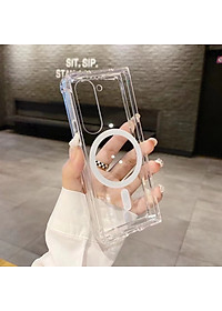 Ốp Lưng Trong Suốt Hỗ Trợ Sạc Từ Tính Dành Cho Samsung Galaxy Z Fold 5 / Z Flip 5, Chống Ố Vàng - Hàng Nhập Khẩu