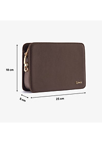 Ví Cầm Tay Clutch Da Nam Hàng Hiệu GENCE CK15 Da Bò Khóa Số Cao Cấp Màu Nâu