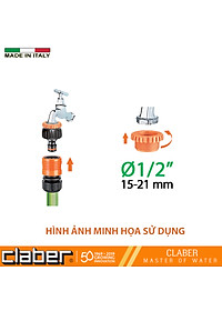 Đầu nối vòi nước ren 21-27mm Claber 8591, ngõ ra là đầu nối nhanh