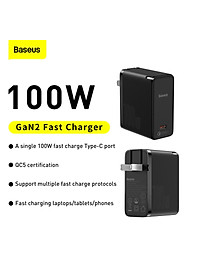 [Sản Phẩm Chính Hãng] Củ sạc GaN2 pro Baseus 100W sạc nhanh 4.0 cổng giao diện Type-C dành cho iphone 12 pro max laptop macbook. Thích hợp cho văn phòng, chuyến đi du lịch,....
