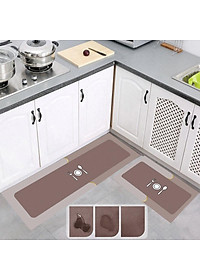 Combo Thảm Lót Sàn ,Thảm Nhà Bếp Siêu Mềm, Thấm Hút Nhanh Chất Liệu Silicon Chống Trơn Trượt (120 x 40cm và 60 x 40cm)
