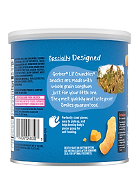 Thực Phẩm Bổ Sung Bánh Ăn Dặm Gerber Lil's Crunchies vị Phô Mai Mild Cheddar 42g dành cho trẻ trên 8 tháng tuổi
