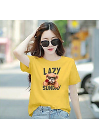 Áo thun nữ cổ tròn form rộng in hình gấu dễ thương thun cotton 4 chiều từ 45-60kg ( ANU080 )