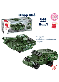 Đồ chơi lắp ráp xếp hình 8 trong 1 chủ đề quân sự Qman 42301 - Xe tăng quân sự (642 chi tiết)