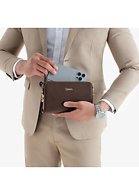 Clutch Nam Ví Cầm Tay GENCE RB07 Da Bò Khóa Số Cao Cấp Màu Nâu