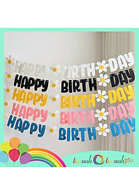 Dây chữ Happy Birthday hoa cúc vải nỉ trang trí sinh nhật