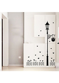 Decal dán tường Cột đèn đen 3D
