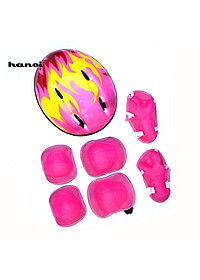 Set 7 phụ kiện trượt ván/đi xe đạp cho bé gồm mũ bảo hiểm + miếng lót bảo vệ đầu gối + khuỷu tay + cổ tay