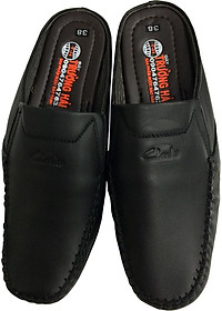 Dép nam bít mũi Trường Hải màu đen  da bò thật  cao cấp  mềm mại M213