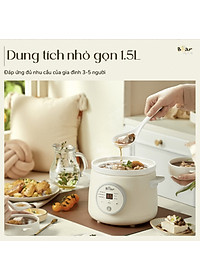 Nồi Chưng Yến Tiềm Thuốc Bắc Kho Cá Bear SB-NNC15 Gồm 6 Chức Năng Nấu Dung Tích 1.5 Lít Công Suất 120 W - Hàng Chính Hãng