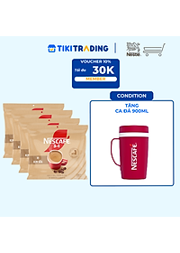 [Tặng ca đựng đá 900ml] Combo 4 Bịch Cà phê hòa tan NESCAFÉ 3IN1 VỊ KEM SỮA Bịch 24 gói ĐẬM VỊ SỮA, CHUẨN CÀ PHÊ