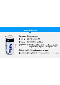 Sạc tự ngắt và 2 pin sạc cỡ Đại 5500mah Doublepow
