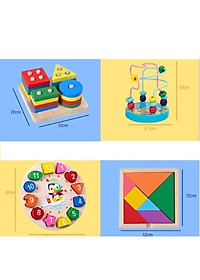COMBO 6 món đồ chơi gỗ thông minh giúp bé tư duy sáng tạo.