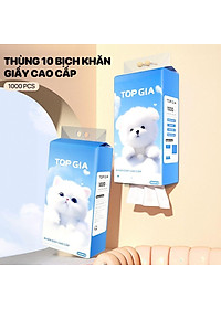 Thùng 10 bịch giấy treo đa năng 4 lớp 1000 tờ GiaGia, Top Gia, Khăn rút vệ sinh treo tường