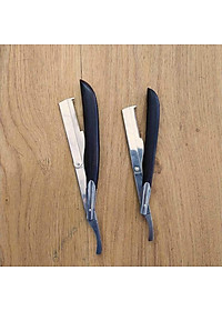 Dao Cạo Râu Tóc Mặt Tỉa Chân Mày Cán Gỗ Sơn Đen Bọc Thép  Đa Năng Tặng Kèm 10 Lưỡi Cạo