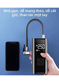Máy Bơm Lốp Xe Máy Xe Đạp Không Dây Thế Hệ Mới 2025 150PSI LED Display Nhỏ Gọn Mạnh Mẽ Tự Động Ngắt Khi Đủ Hơi