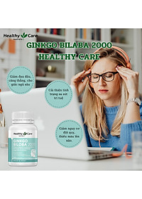 Viên uống bổ não Ginkgo Biloba Healthy Care Úc 2000 (MẪU MỚI 2020) lọ 100 viên
