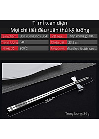 Đũa Vuông Inox 304 Chống Trượt Soika - Hộp 10 Đôi 