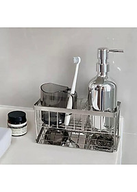 Kệ 2 Ngăn Để Bồn Rửa Chén Có Khay Hứng Giỏ Để Rẻ Rửa Bát Có Khay Hứng Nghiêng Chống Đọng Nước Tiện Lợi