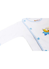 Áo sơ sinh bác sĩ dài tay cúc lệch viền màu cho bé BB01