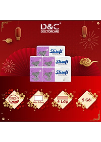 Combo 5 Giấy ăn Slisoft Trắng tự nhiên đa năng,khăn giấy rút không chất tẩy trắng an toàn cho cả gia đình