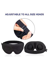 Bịt Che Mắt Ngủ 3D Kèm Bịt Tai Văn Phòng, Trên Xe Ô tô, Máy Bay, Thoáng Khí, Mềm Mại Cho Giấc Ngủ Ngon, Mặt Nạ Ngủ. Du Lịch Dã Ngoại Phượt Thiền MÀU ĐEN