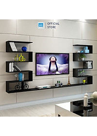 Kệ Gỗ Trang Trí Tivi Treo Tường Nhiều Tầng Đối Xứng Hiện Đại SIB Decor TV128