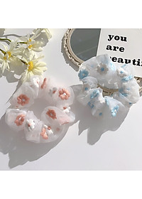 Dây buộc tóc - Scrunchies hoa thêu mẫu mới hàng đẹp HD63