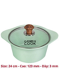 Nồi (quánh) đúc đáy từ Green Cook, nồi chống dính bếp từ men đá xanh ngọc Green Cook GCS05-IH công nghệ Hàn Quốc