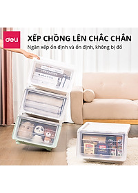 Hộp Nhựa Đựng Đồ Nắp Trong Đa Năng Thùng Đựng Đồ Chơi Quần Áo Sách Vở Vật Dụng Gia Đình Deli - Xếp Chồng Tiện Lợi