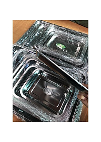 Khay inox sâu lòng và khay inox thấp lòng đủ cỡ mâm inox chữ nhật đựng thức ăn mâm làm bánh mâm inox tiệm cơm mâm cơm