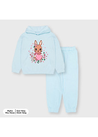 Bộ thu đông bé gái Bigfox Miss Meow size đại, bộ nỉ bé gái chất liệu nỉ bông in thỏ xinh xắn size trẻ em 3,4,5…11 tuổi