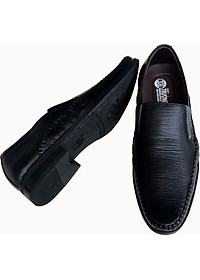 Giày tây nam không dây Trường Hải đen da bò cao cấp cao 3cm đế cao su GT100