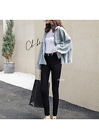 Quần tregging nữ Choobe cạp cao chất vải cao cấp thun ôm dày dặn co giãn tốt Q13