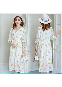 ĐẦM BẦU VÁY BẦU CÔNG SỞ VOAN 2 MÀU (sau sanh có dây kéo cho bé bú )