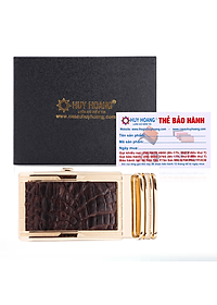 HJ9213-14-15-16 - Đầu khóa da cá sấu Huy Hoàng 3,5 phân đầu vàng màu đen, nâu đất, vàng bò, nâu đỏ