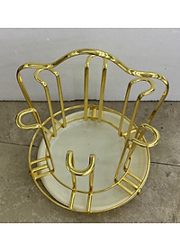 Giá úp cốc tròn INOX mạ vàng có khay nhựa hứng nước - ANTH337