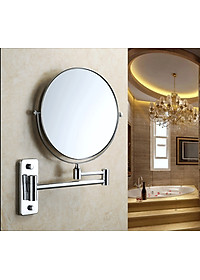Gương trang điểm phóng đại 3 lần, xoay 360 độ, 2 mặt siêu nét, treo tường phòng tắm, phòng ngủ, Khách sạn, resort, Inox SUS 304, Size 15cm, 18cm, 20cm, Minh House